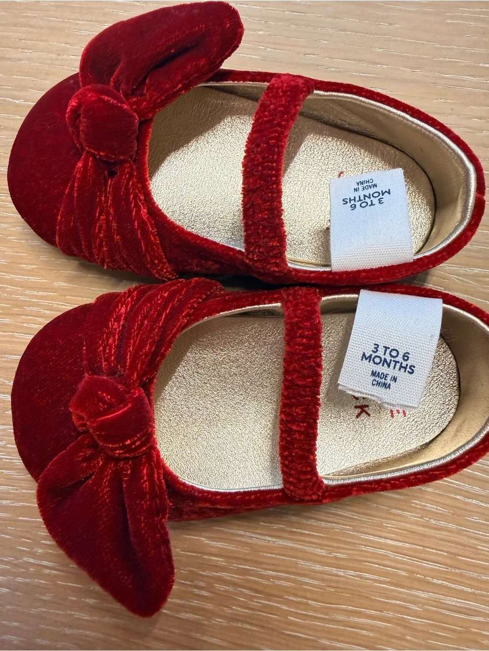 Janie and Jack Baby Red Velvet Bow Ballet Flat size 3-6 months